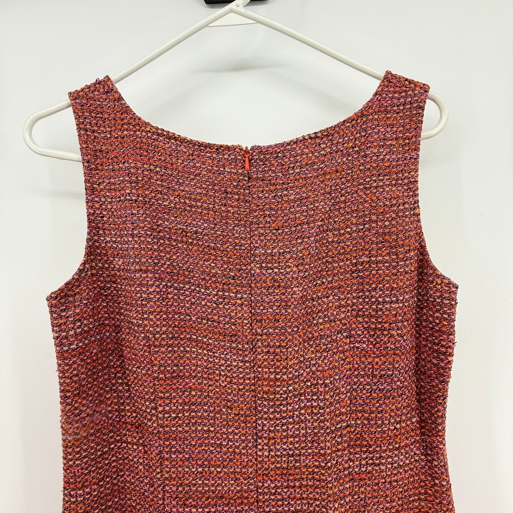 TALBOTS Tweed Sleeveless Shift Dress Size 8 EUC Silk Blend Brown Orange Purple